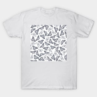 Elegant Black White Butterfly Design T-Shirt